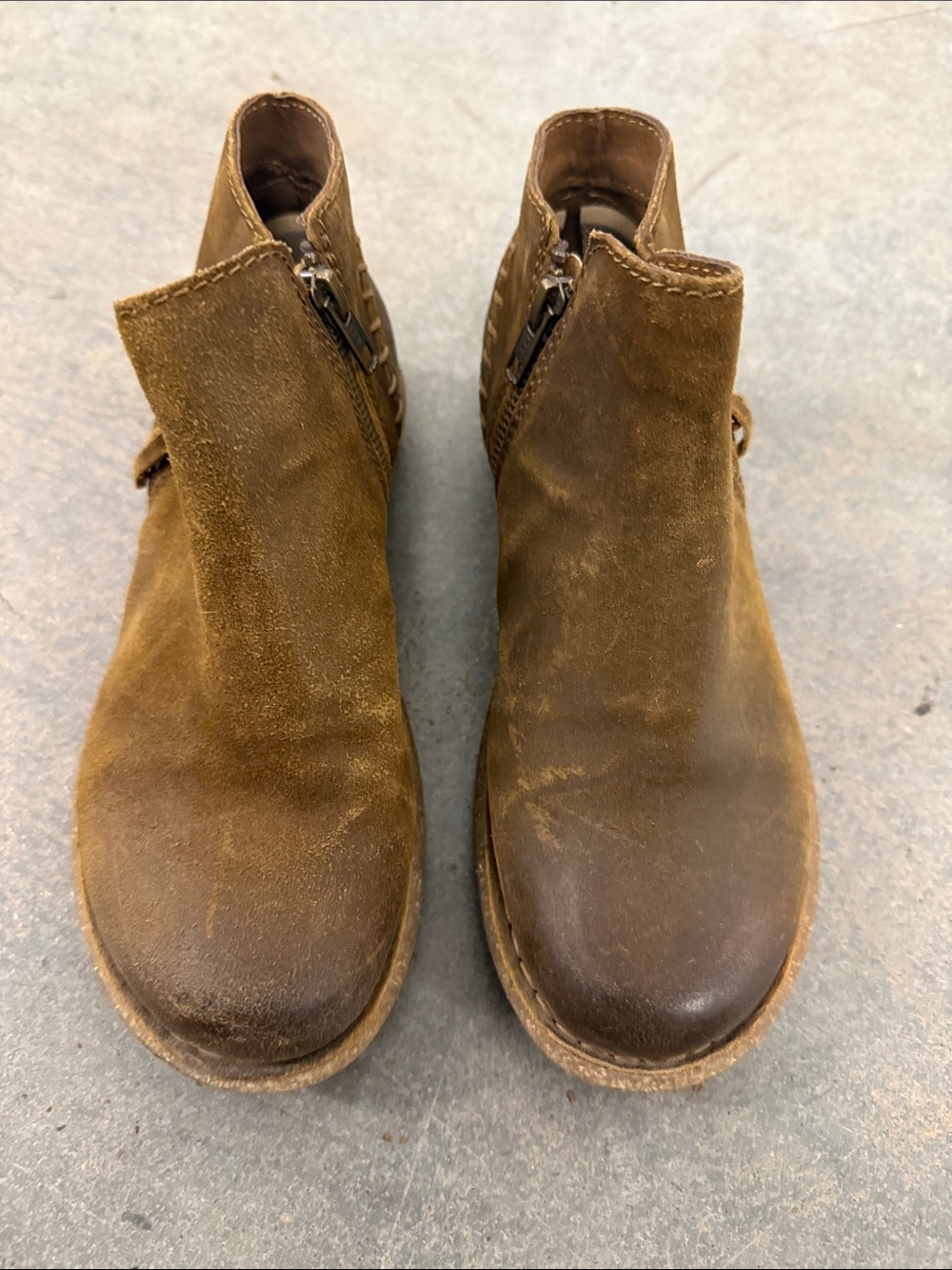 Born Brown Suede Women's Chukka Boots with Side Zipper